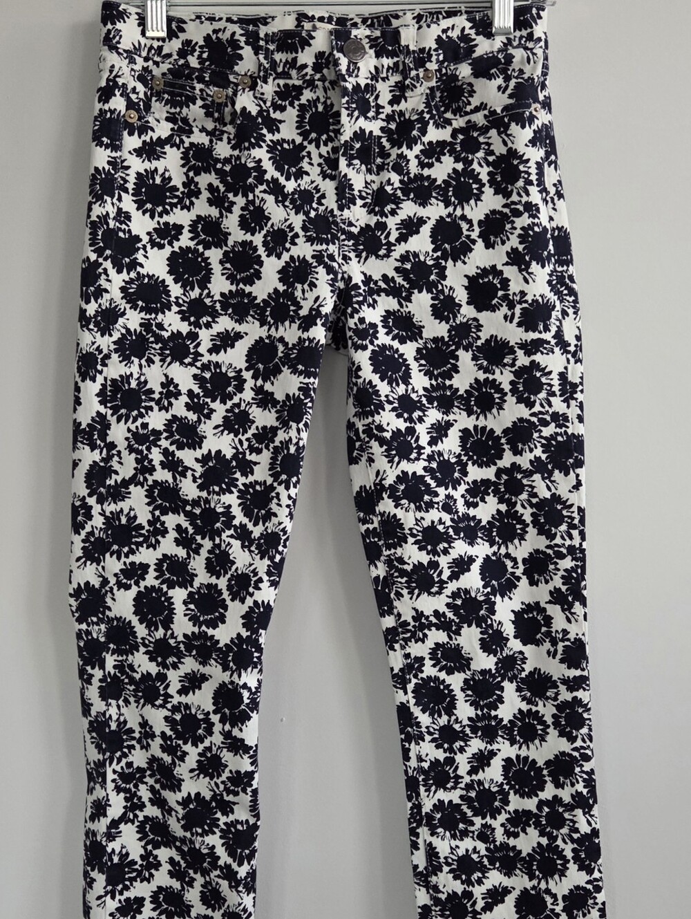 J. Crew Factory Deep Navy and White Floral Print Skinny Jeans, size 27